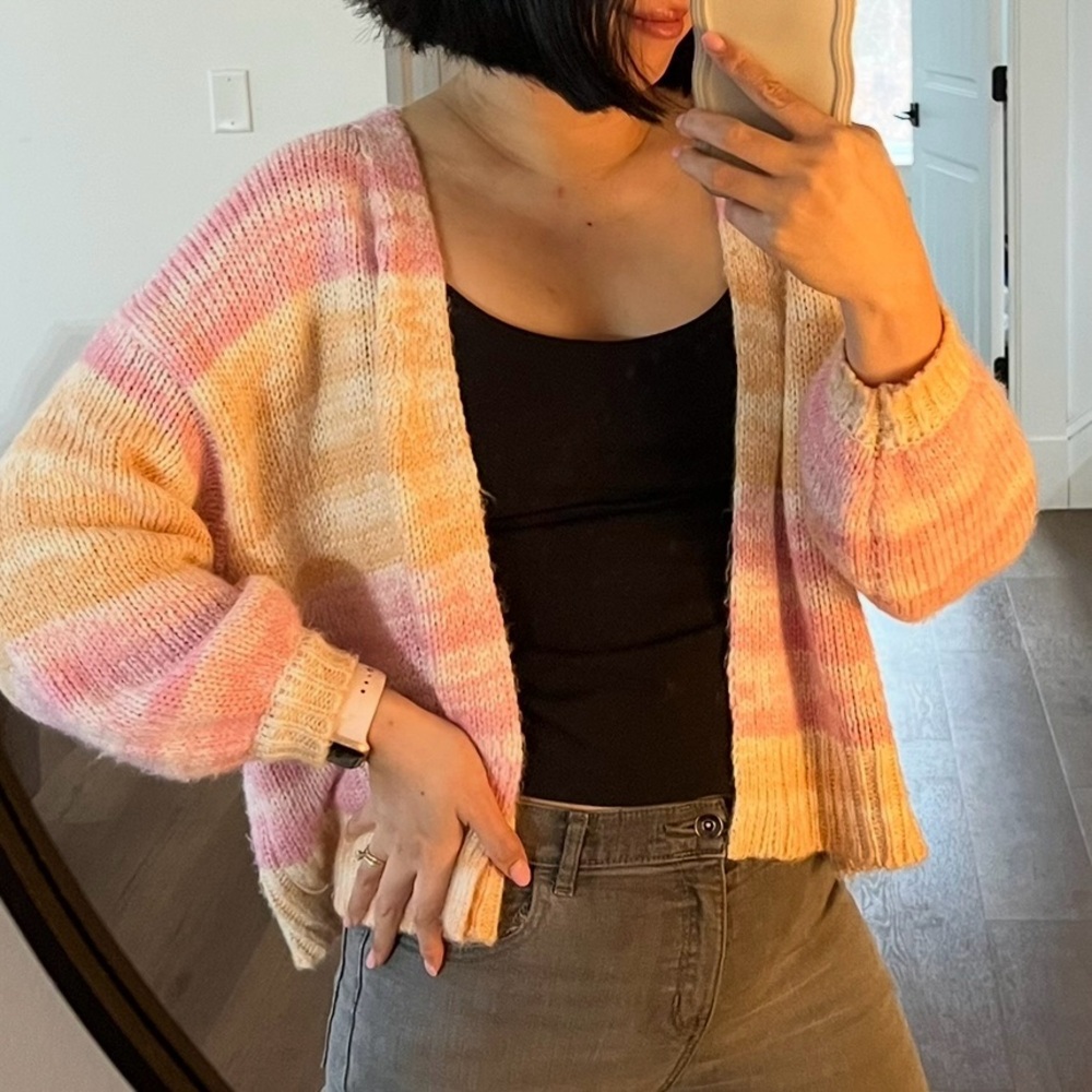 Sincerely Jules Pink and Cream Striped Cardigan